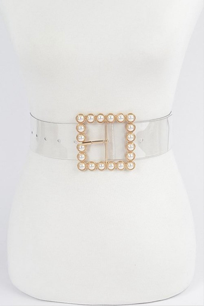PLUS SIZE CLEAR PEARL/GOLD BELT